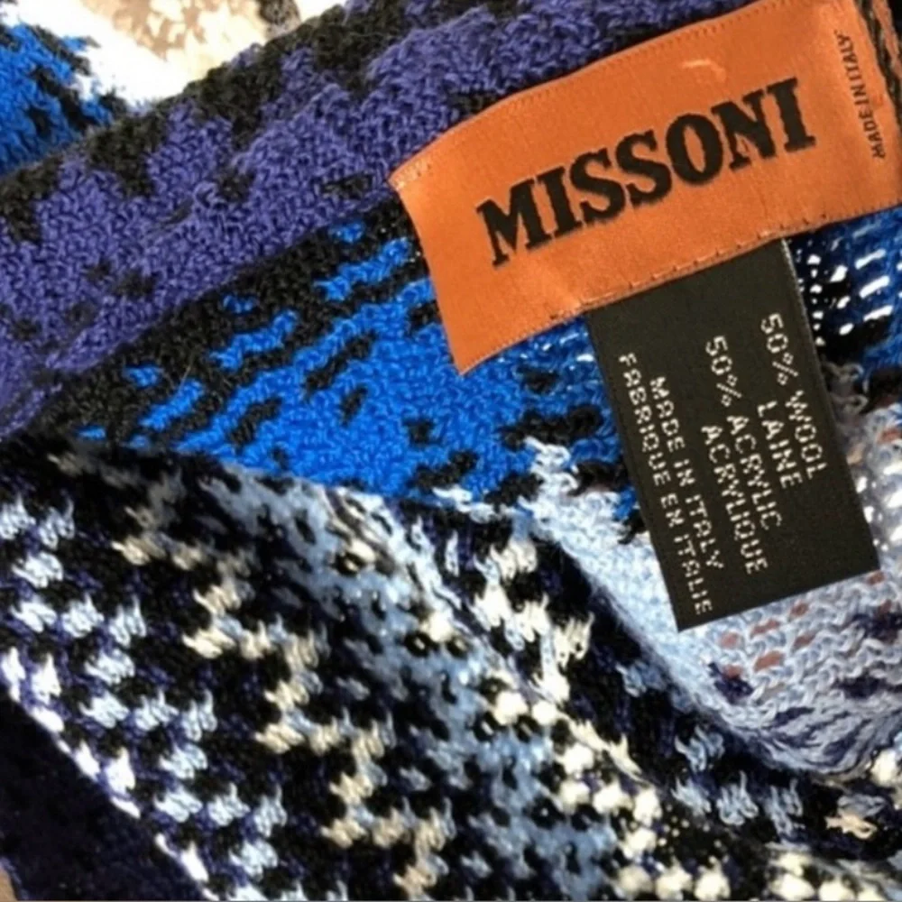 Missoni Multicolor Wool Knit Fringe Scarf